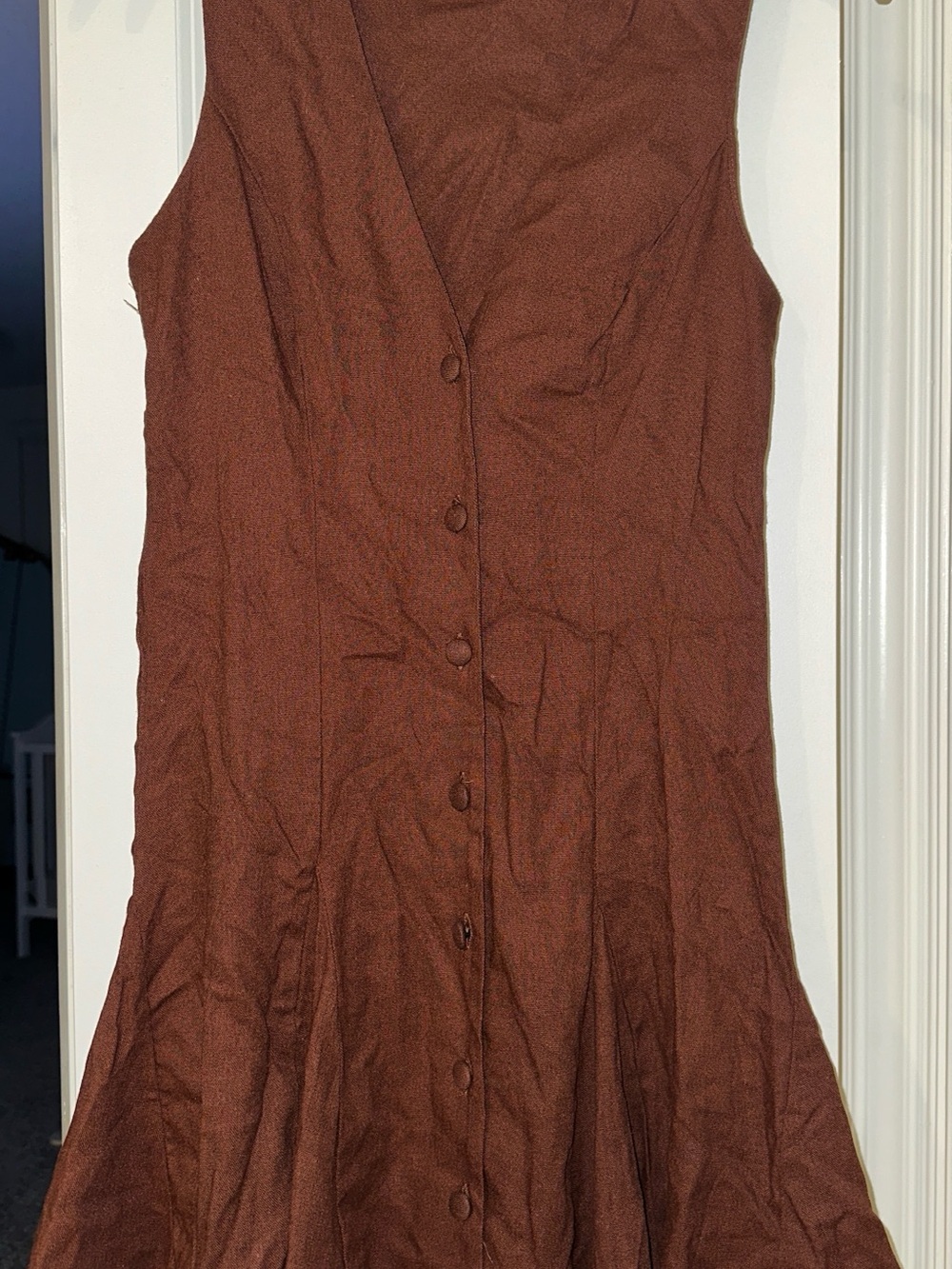 Rust/brown Button-Front Sleeveless Dress